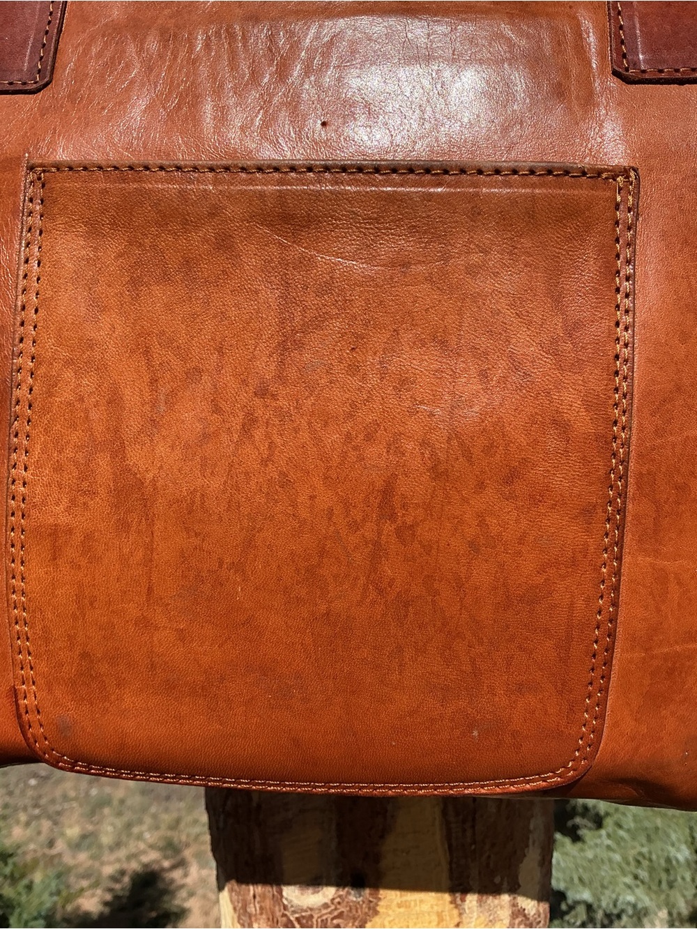 Vintage Cognac Leather Embossed Boho Tote Bag EUC - Picture 10 of 16